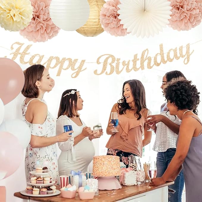 Champagne-Gold Beige 16 Happy Birthday Party-Decorations - Image 7