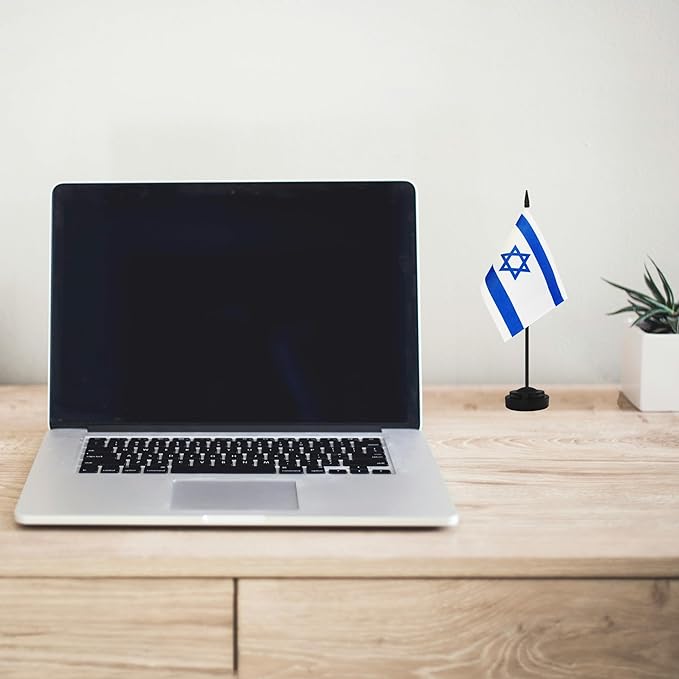 2 Pack Israel Desk Flag Set, Israeli Desktop Small Miniature Table Office Flag - Image 5
