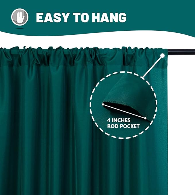 MYSKY HOME 10ft x 10ft Curtains Hunter Green Backdrop Curtains - Image 5