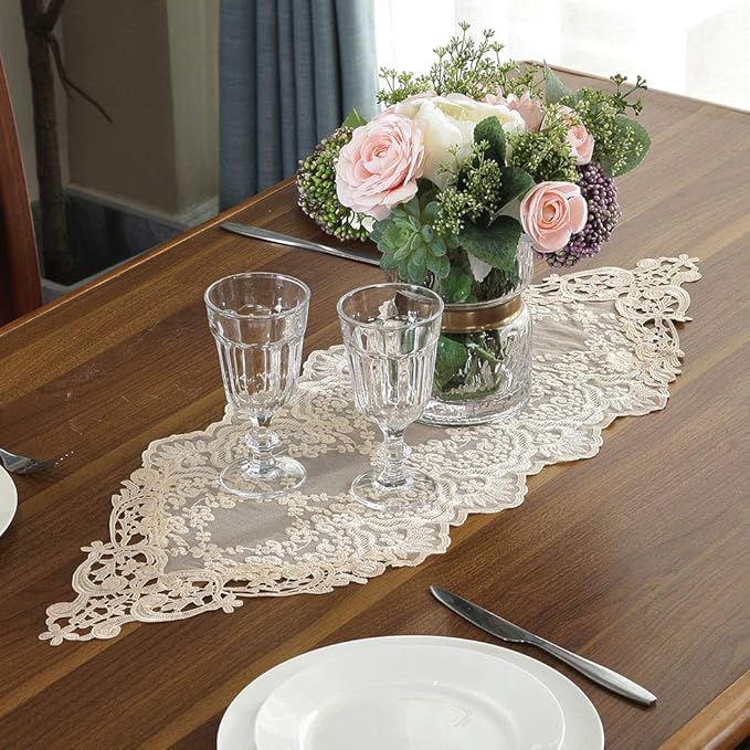 ARTABLE Rectangle Table Runner Lace Macrame Embroidered Table Runners by ARTABLE