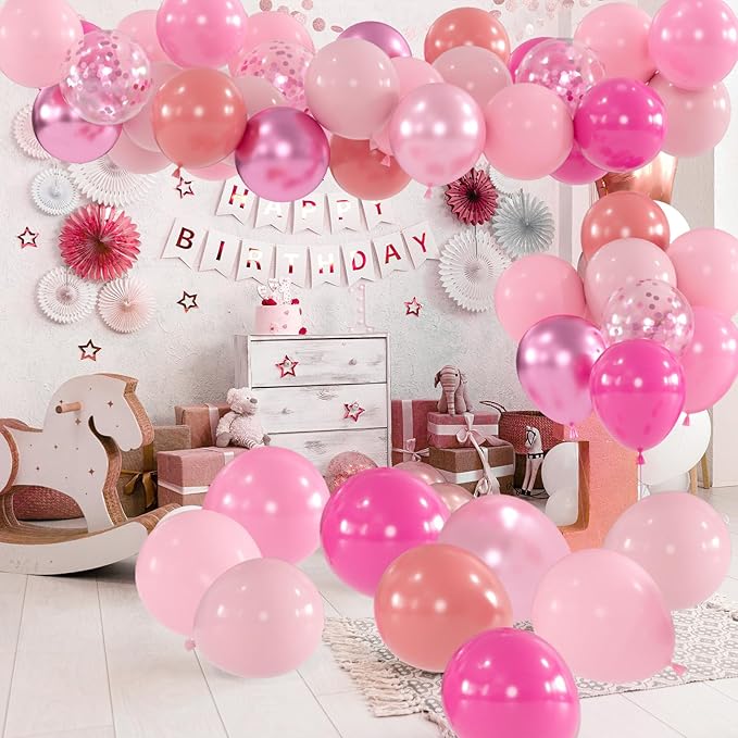 100pcs Pink Balloons Assortment - Image 5