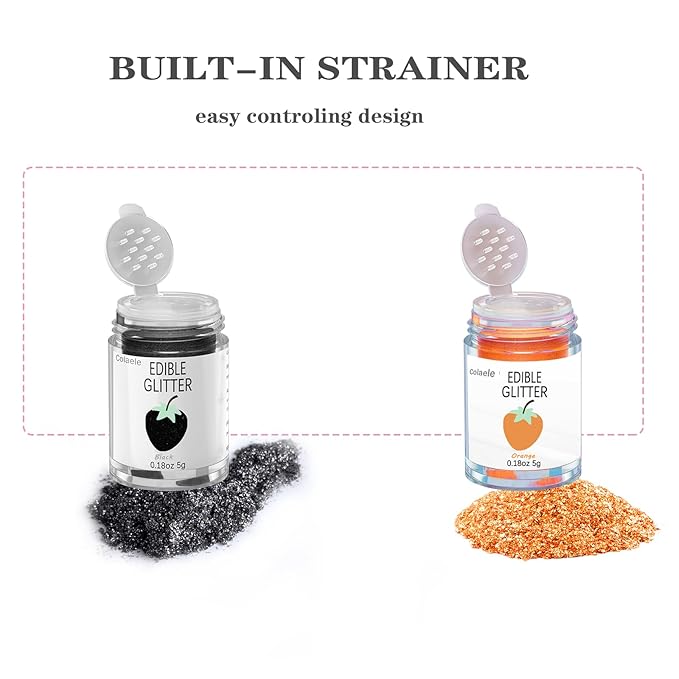Orange Edible Glitter Black Glimmer Powder - Image 7