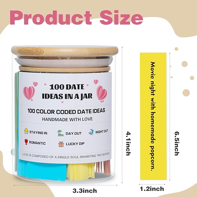 MSEHKM 100 Date Ideas In A Jar Date Night Ideas Color Coded Date Ideas - Image 2
