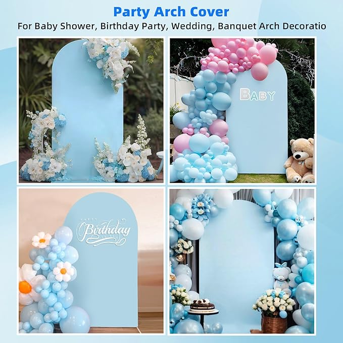 HEMMOTOP 7.2 ft Blue Arch Backdrop Cover, Spandex Arch Covers Stretchy Backdrop - Image 8