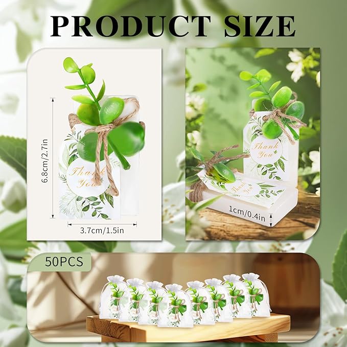 50PCS Handmade Soap Wedding Favor Natural Eucalyptus Handmade Soaps Soap Thank - Image 2