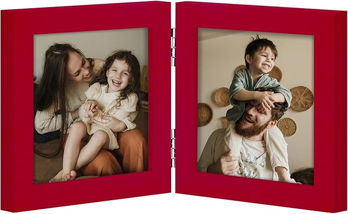 decorUhome Double 4x4 Picture Frame Vertical, Engineered Wood Bifold Photo Frame by decorUhome