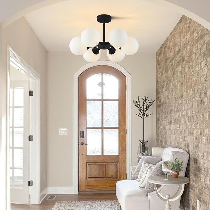 KCO Lighting 6 Lights Modern Semi Flush Mount Ceiling Light Fixture Glass Globe - Image 6