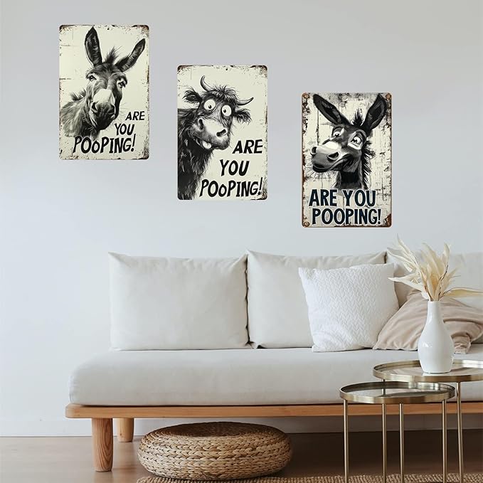 Funny Highland Cow "Are You Pooping!" Tin Sign - Image 3