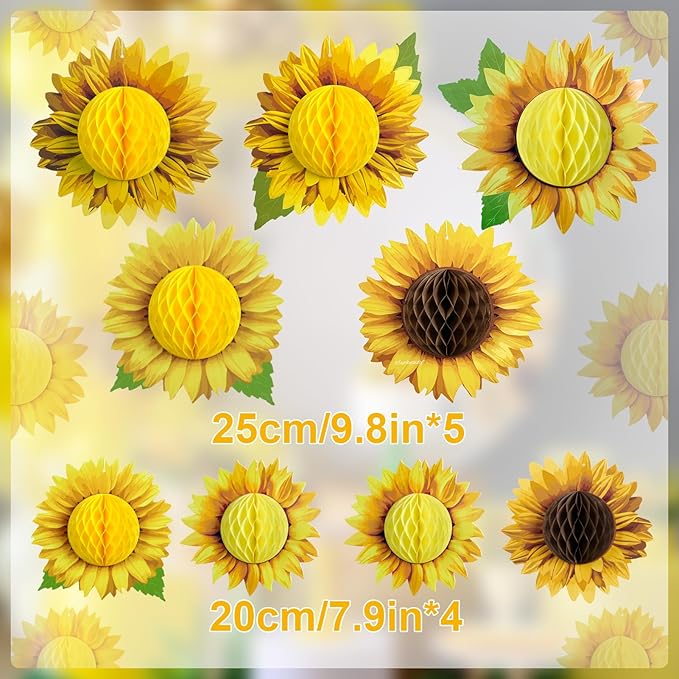 SUNBEAUTY 9 PCS 10 Inches Sunflower Decorations - Image 2