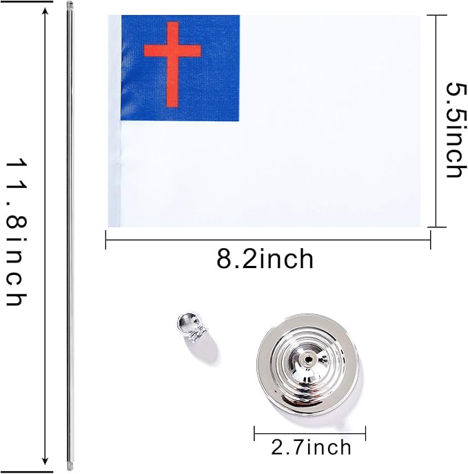 ZXvZYT 2 Pack American US Christian flag USA Christians table flag, Small Mini - Image 2