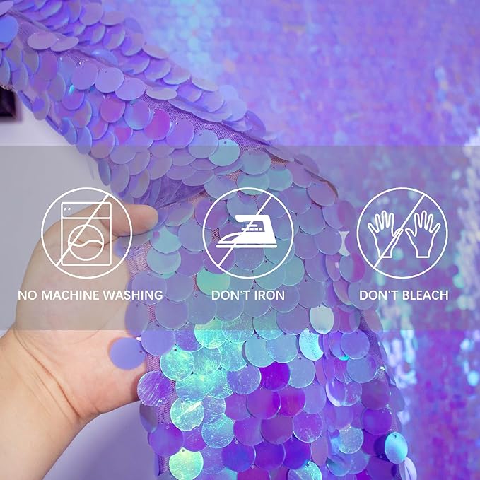 JYFLZQ Lavender Payette Sequin Backdrop Curtains 8ft x 8ft Glitter Shimmer - Image 6