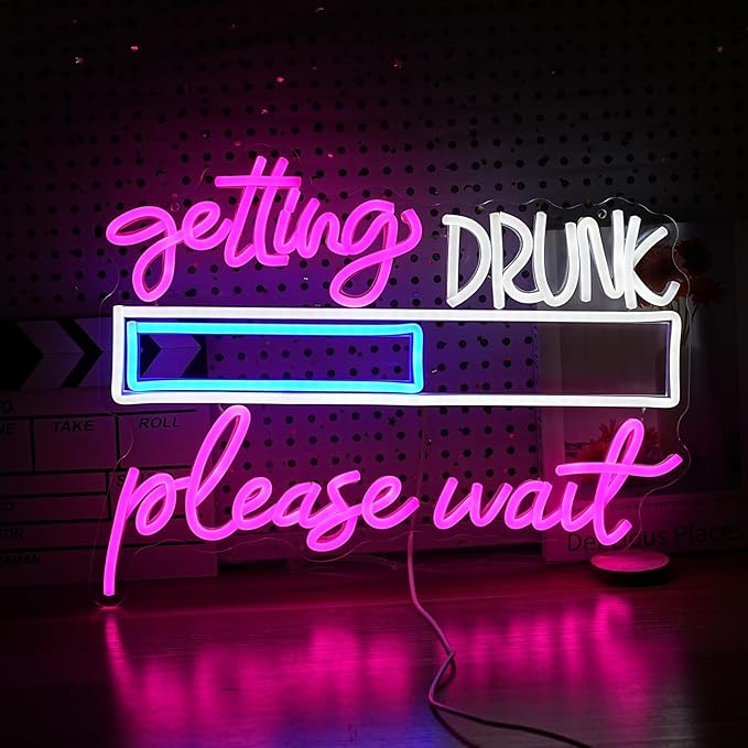 Drink Please Wait Neon Sign Dimmable Letters Neon Light by LIUOZHTEALEDNEONSIGN