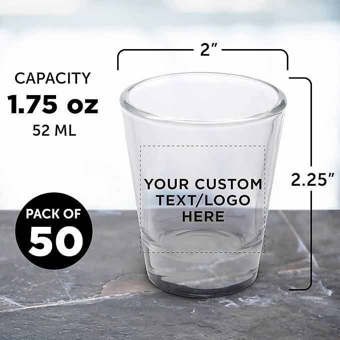 Custom Shot Glasses 1.75 oz. Set of 50, Personalized Bulk Pack - Image 5