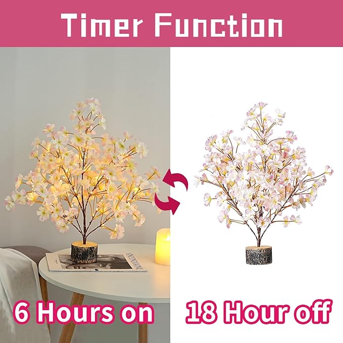 19Inch Cherry Blossom Tree Light, Lighted Artificial Tree - Image 3