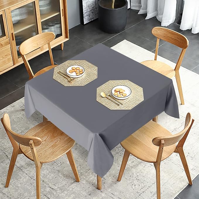 sancua 2 Pack Light Grey Tablecloth 54 x 54 Inch, Stain and Wrinkle Resistant - Image 3