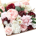 Floroom Blush Burgundy Artificial Flowers Dark Red Fake Roses Peonies Dahlia by Floroom