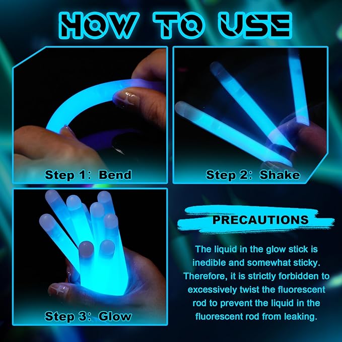 Lewtemi 50 Set 4'' Glow Sticks Bulk, Hallowee Glow in The Dark Party Supplies - Image 4