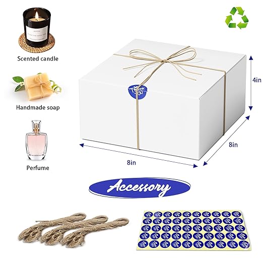 MESHA White Gift Boxes with Lids 8x8x4'' 100PC, Gift Boxes Bulk - Image 2