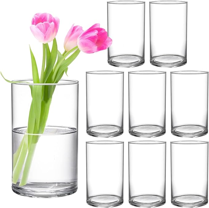 Frcctre 8 Pack 6 Inch Glass Cylinder Vases by Frcctre