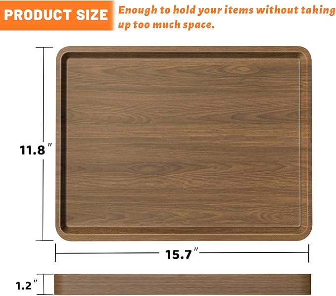 Wood Serving Tray, 16x12in Food Drinks Tray Rustic Rectangular Tray Decorative - Image 3