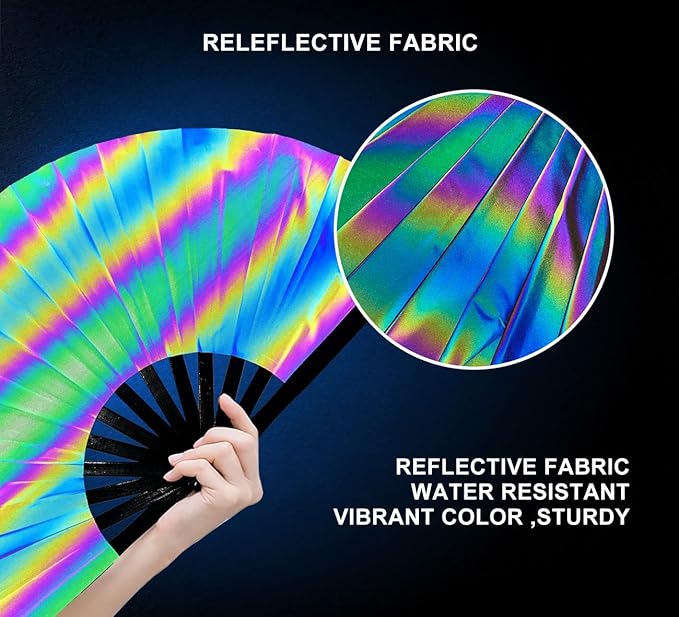 Amajiji Large Rave Folding Hand Fan Clacking Fans - Image 3