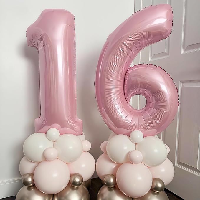 Big 13th Birthday Balloons, 40 Inch Pastel Pink Number 1 & 3 Helium Foil - Image 5