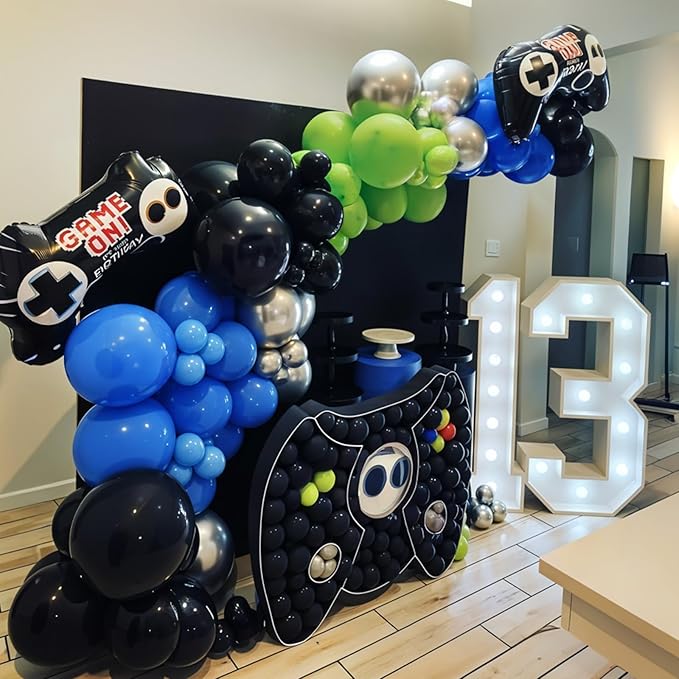 Video Game Balloons, 12 Inch Purple Green Black Video Theme Latex Balloon - Image 4
