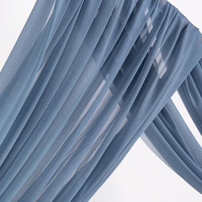 MLMW Wedding Arch Draping Fabric 2 Panels 29" x 20Ft Dusty Blue Sheer Wedding - Image 2
