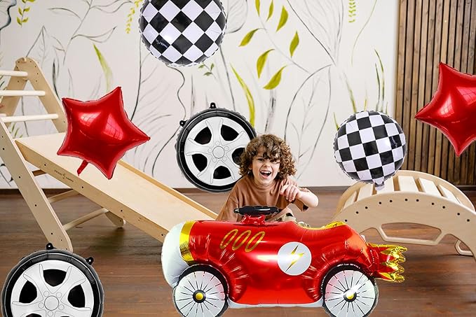7 Pcs Vintage Race Car Balloon Set, Racing Theme Birthday Party Baby Shower - Image 2