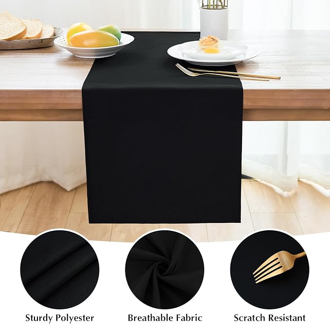 2 Pack Black Table Runner 12 x 72 Inch Solid Color Farmhouse Runners Coffee - Image 4