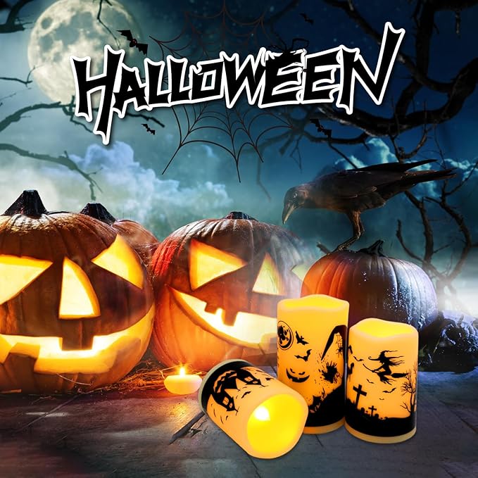 12-Pack Halloween LED Flameless Pillar Candles - Image 6