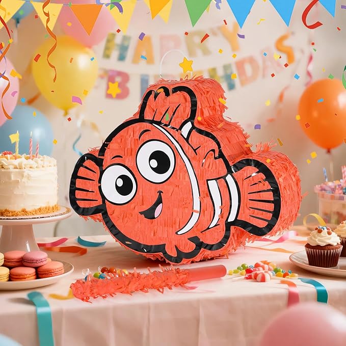 Nemo Pinatas Bundle with a Blindfold and a Bat, Mexican Theme Parties, - Image 4