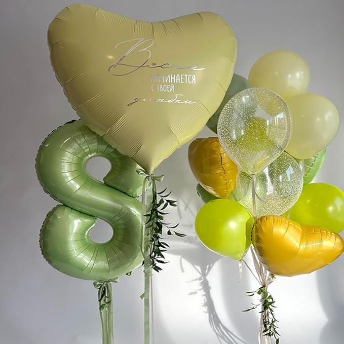 40 Inch Olive Green Number 8 Balloon 40 Inch Big Self Inflating Foil Number - Image 3