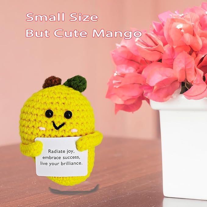 Crochet Emotional Support Mango-Handmade Mental Health Gifts - Image 4