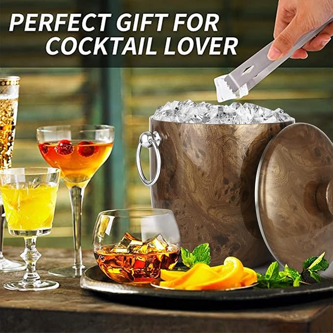 Ice Bucket with Lid, Tongs and Strainer - Image 2