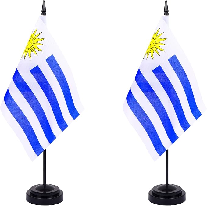 WXTWK 2 Pack Uruguay Flag Uruguay Deluxe Desk Flag Set by WXTWK