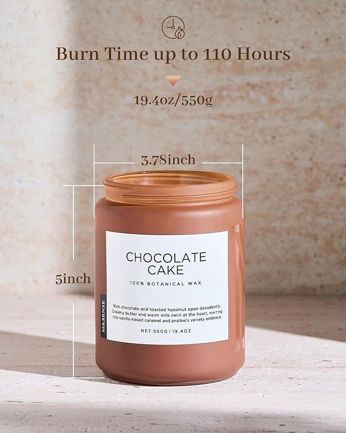 M&SENSE Chocolate Layer Cake Scent Candles, Large 19.4oz Natural Soy Wax 110 - Image 3