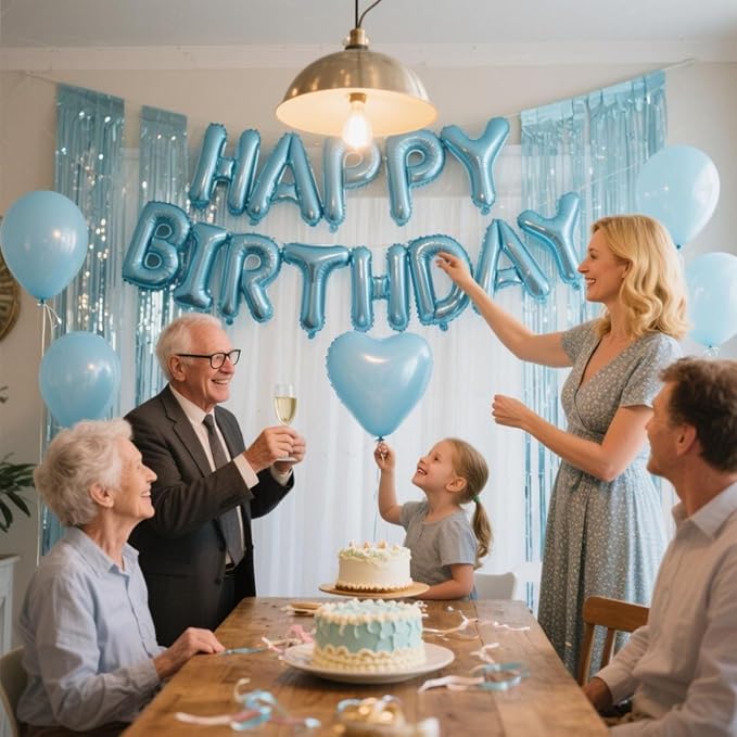 29 Pcs Light Blue Birthday Party Decorations - Image 4