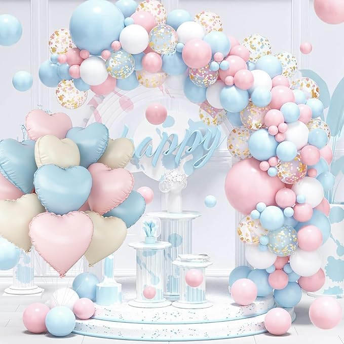 Pink Blue Heart Balloons - Image 7