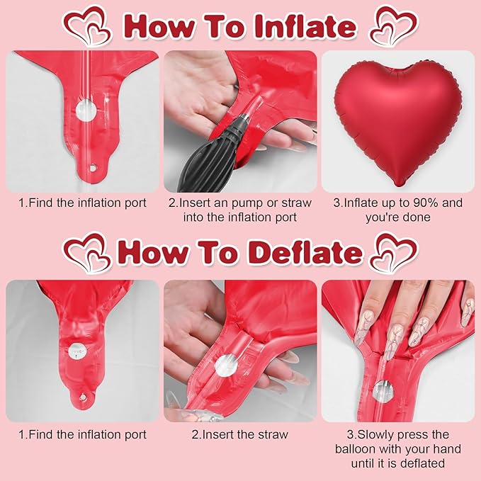 Black Red Heart Balloons - Image 6
