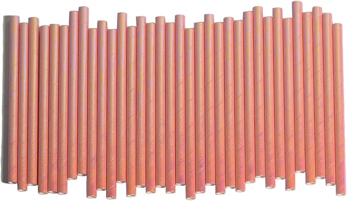 Short Paper Cocktail Straws Disposable, Iridescent Pink by GLUJASBIO