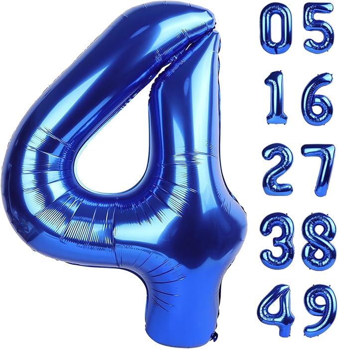 40 Inch Dark Blue Large Numbers Balloons0-9, Number 4 Digit Helium Balloons by Lnhiya