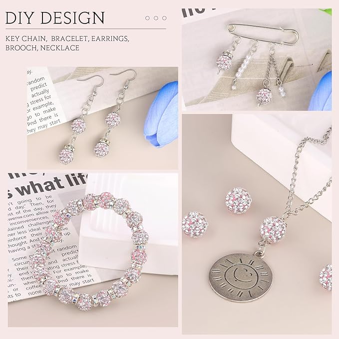 150pcs 10mm Rhinestone Beads for Jewelry Making, Sparkle Crystal Clay Christmas - Image 4