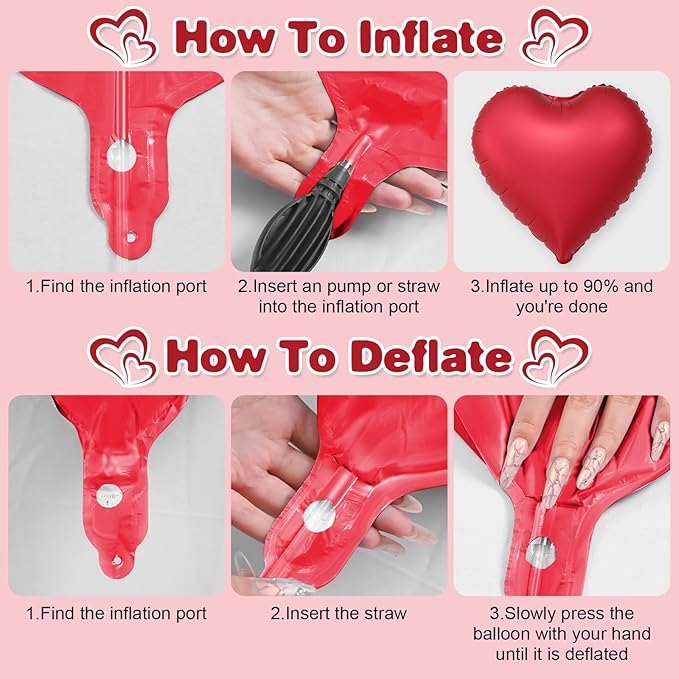 Red White Heart Balloons - Image 6