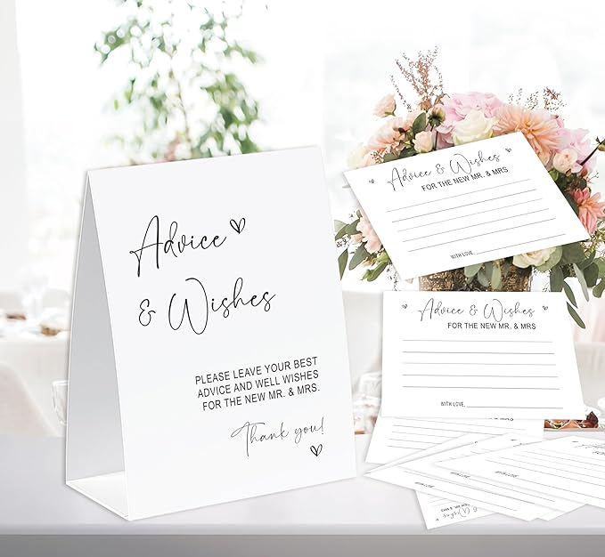 Advice and Wishes for The Mr and Mrs, Advice Cards for Bride and Groom 30 Pcs - Image 3