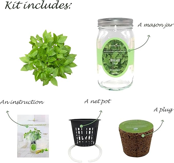 Hydroponic Herb Growing Kit, Self-Watering Mason Jar Herb Garden Starter Kit - Image 2