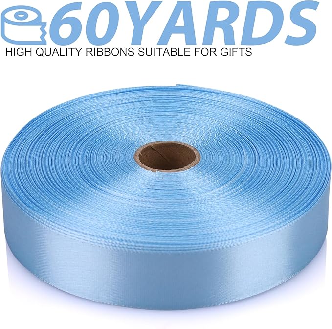 Sky Blue Solid Polyester Ribbon - Image 2