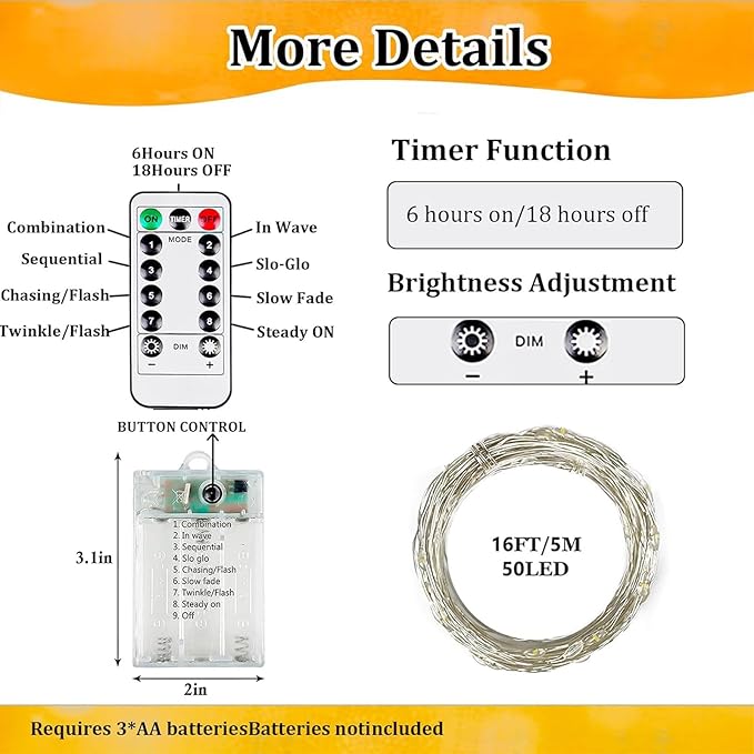 4-Pack Fairy Lights Battery Operated - Image 7