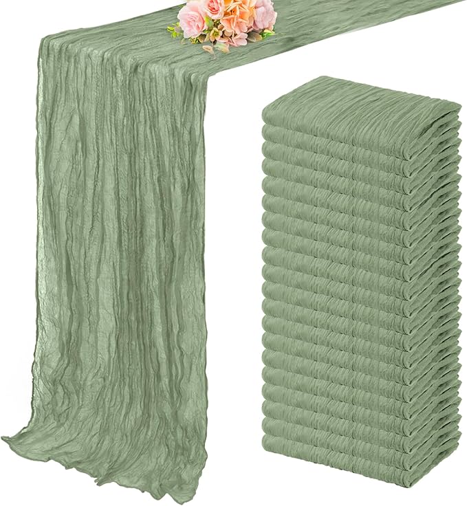 20 Pack Sage Green Cheesecloth Table Runner 10FT Rustic Gauze Fabric Cheese by FoliafeelHome