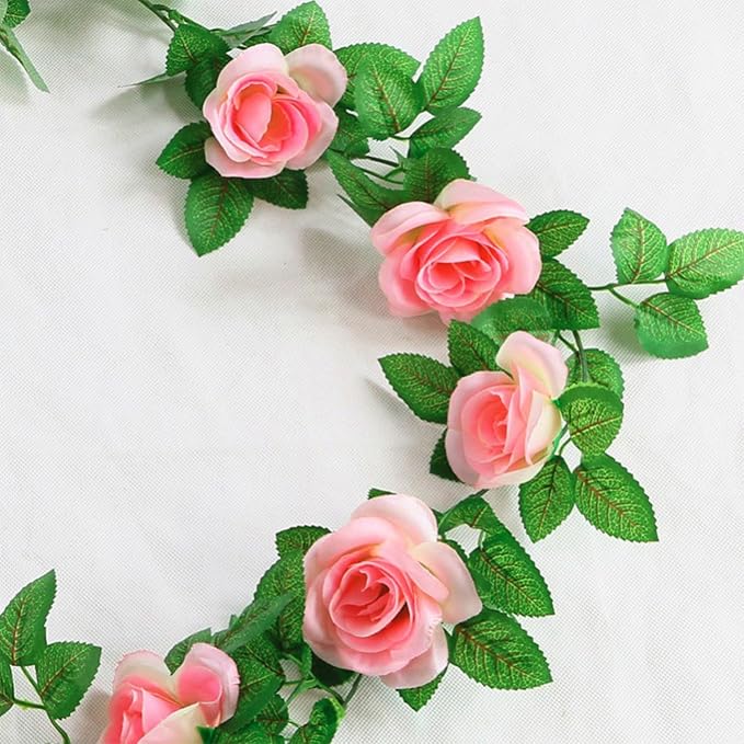 Musdoney 4Pcs 32.2 FT Fake Rose Vine Flowers Plants Artificial Flower Garland - Image 5